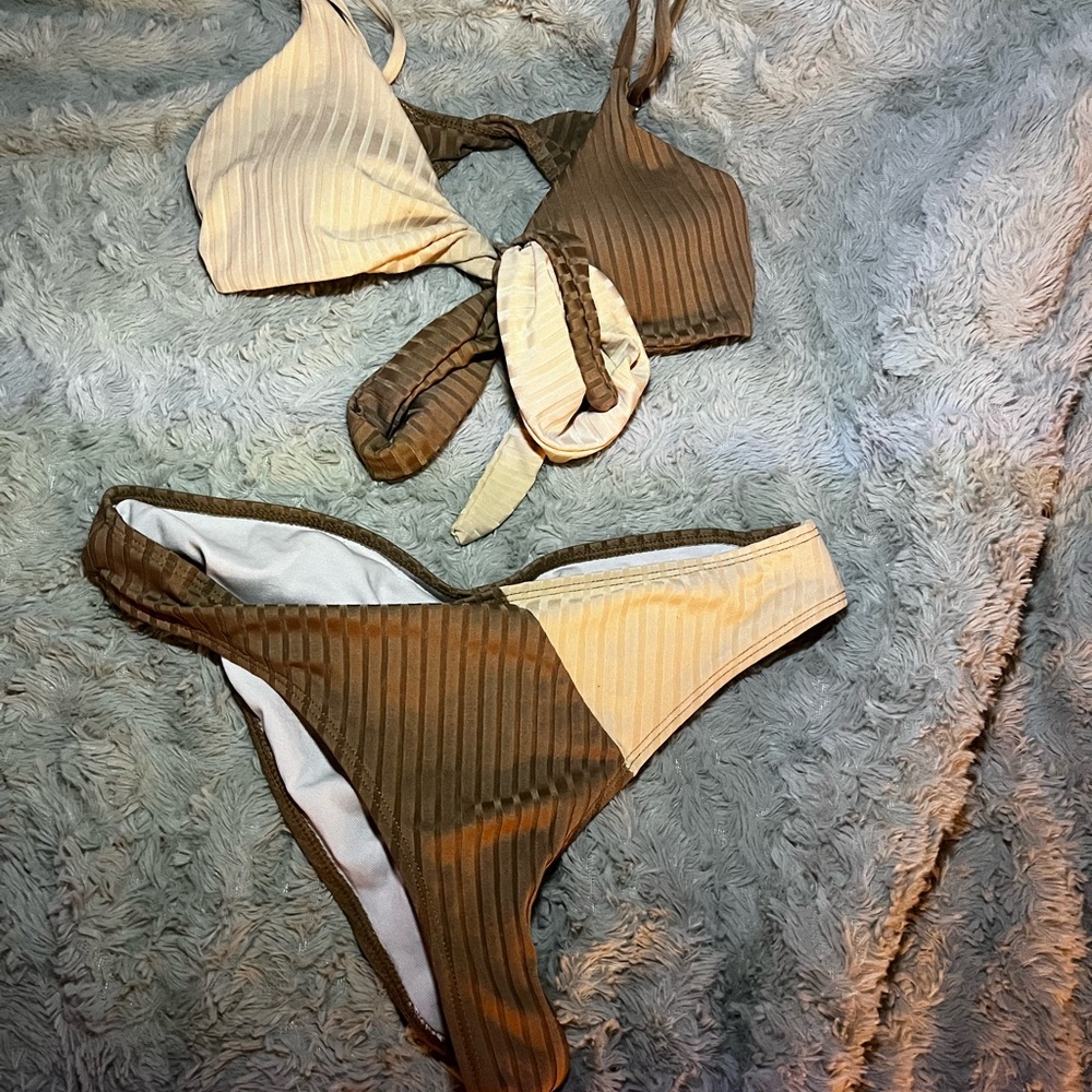 SHEIN Brown and Tan Bikini Set